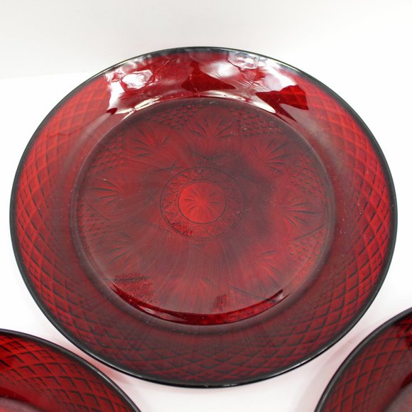 Vintage Crystal D'Arques Durand Ruby Red Plates Set of 3 - Picture 5 of 6